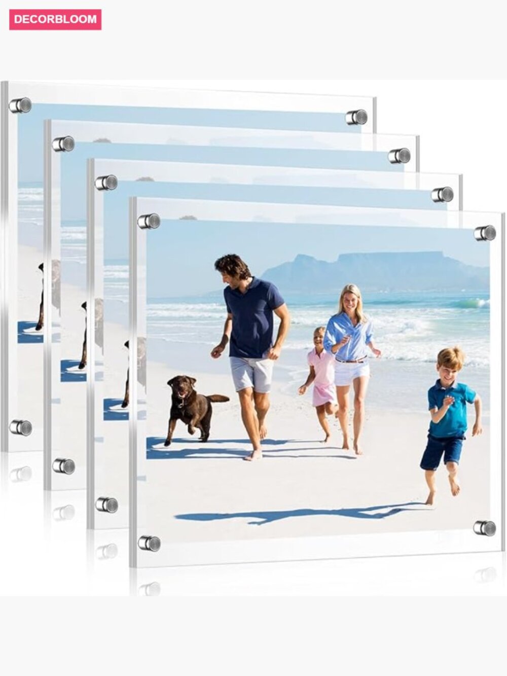 4 Acrylic Floating Picture Frames Wall Mount Frameless Double Panel Clear